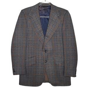 1970s Vintage Eagle Clothes Shahpoor's NY Plaid Union Made Blazer Jacket Small